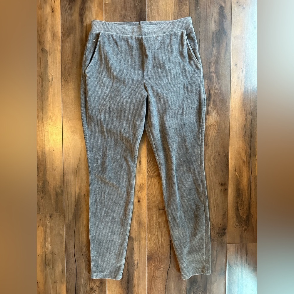 Lands’ End Ribbed Knit Joggers Gray Small | Soft Stretch Lounge Pants - Picture 2 of 6